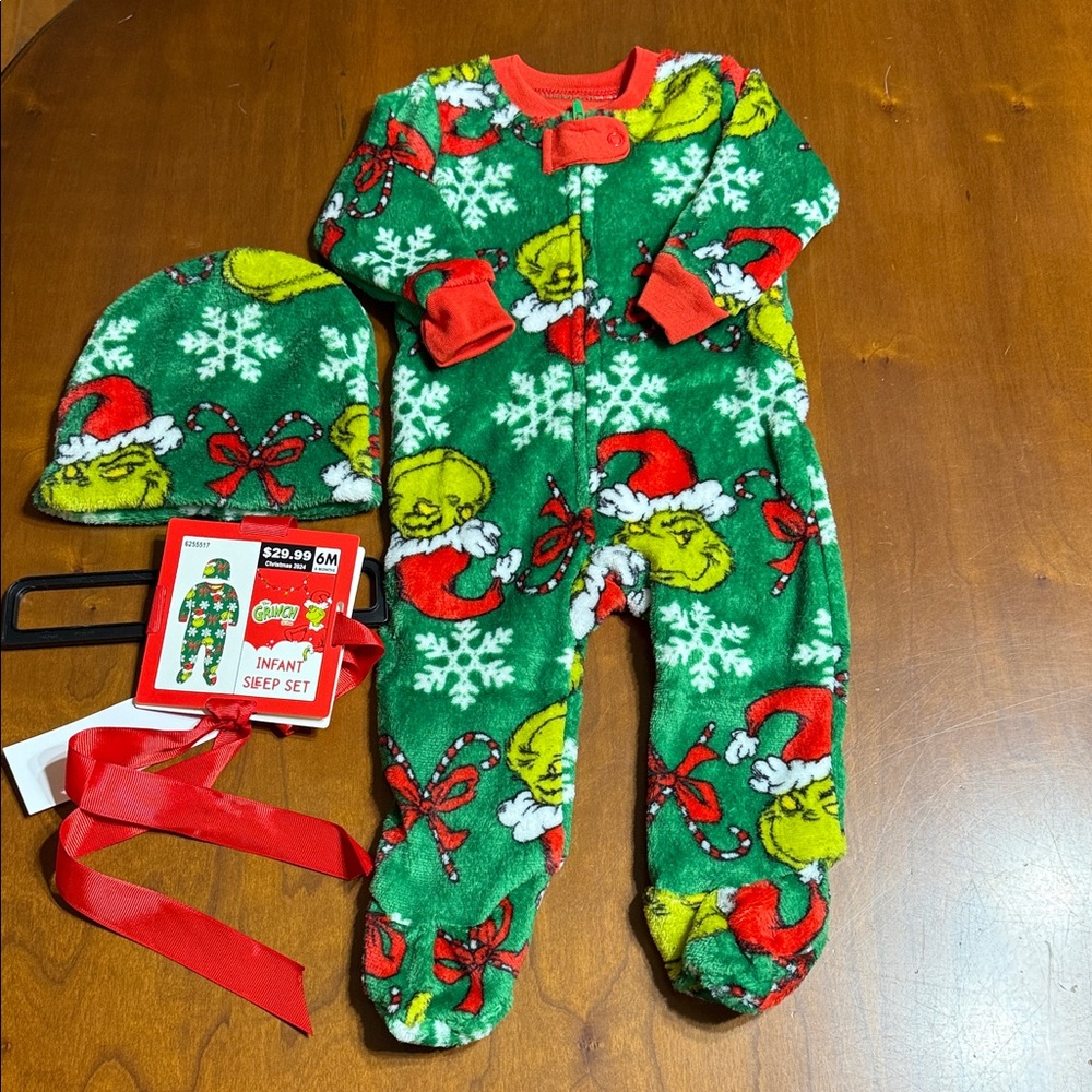Green Grinch Kids One Piece Sleep Set